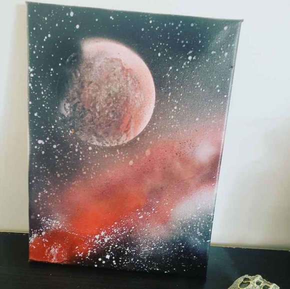 RED GALAXY MIST painting on canvas - Picture 1 of 1